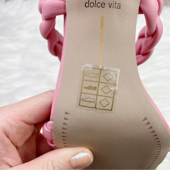 New Dolce Vita Paily Chunky Braided Block Heel Slide Sandal in Rose Stella - Picture 7 of 10